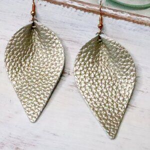 Teardrop Faux Gold Leather Earrings | Lightweight Everyday Style